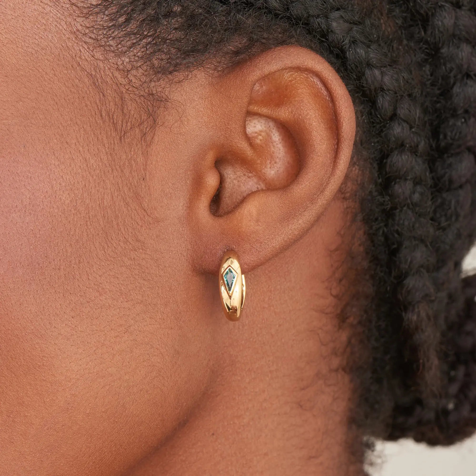 Teal Sparkle Dome Hoops Gold