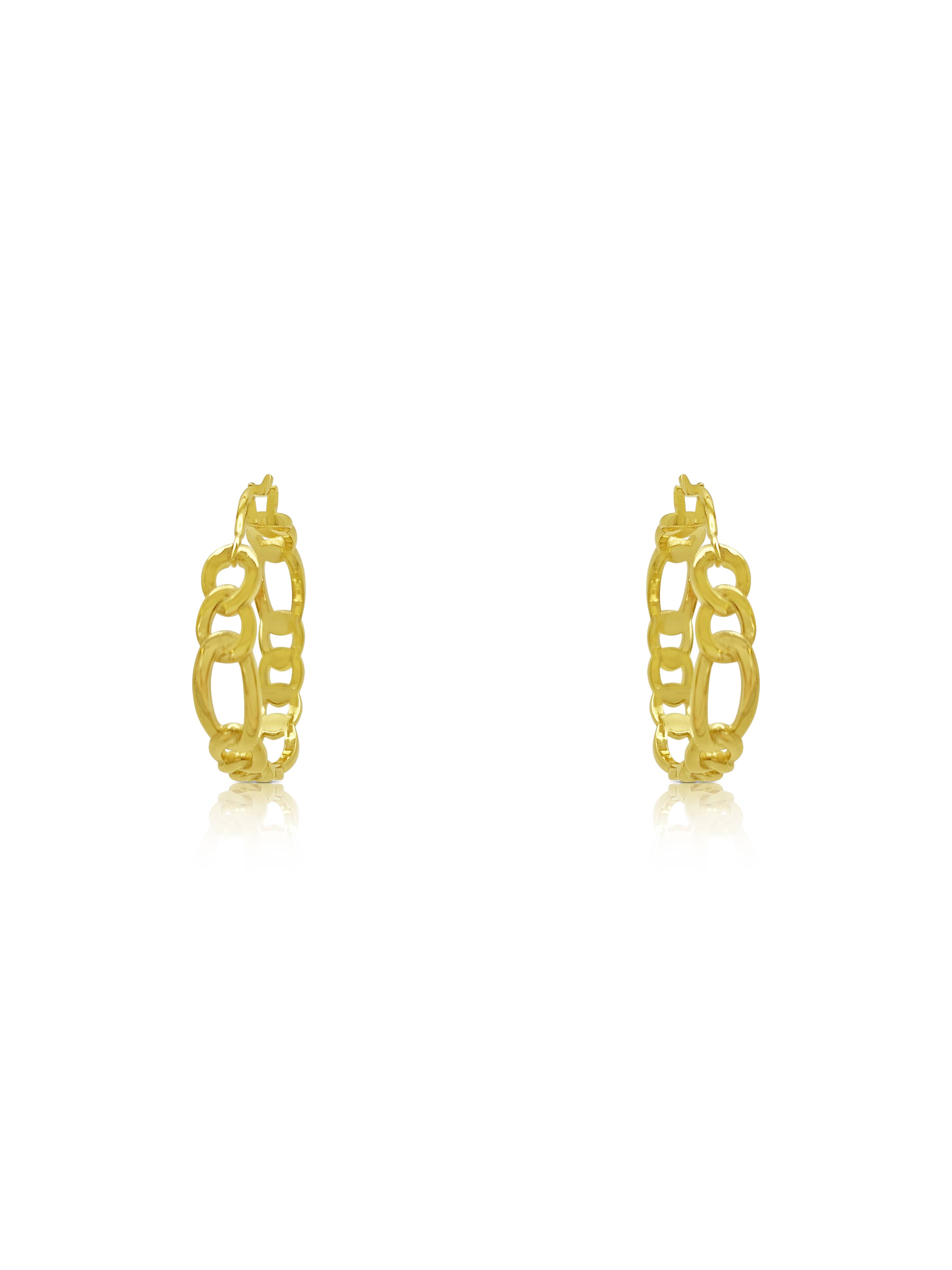 Gold Figaro Chain Hoop Earrings