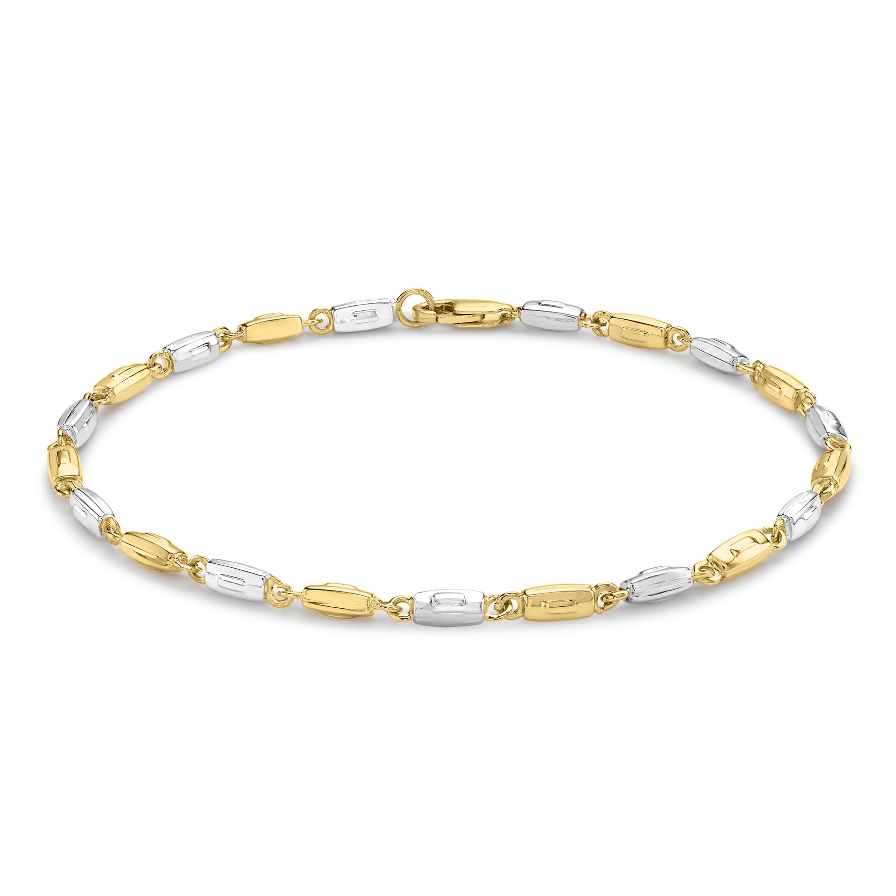 Ór Collection 9Ct 2-Colour Gold Rectangle Link Bracelet