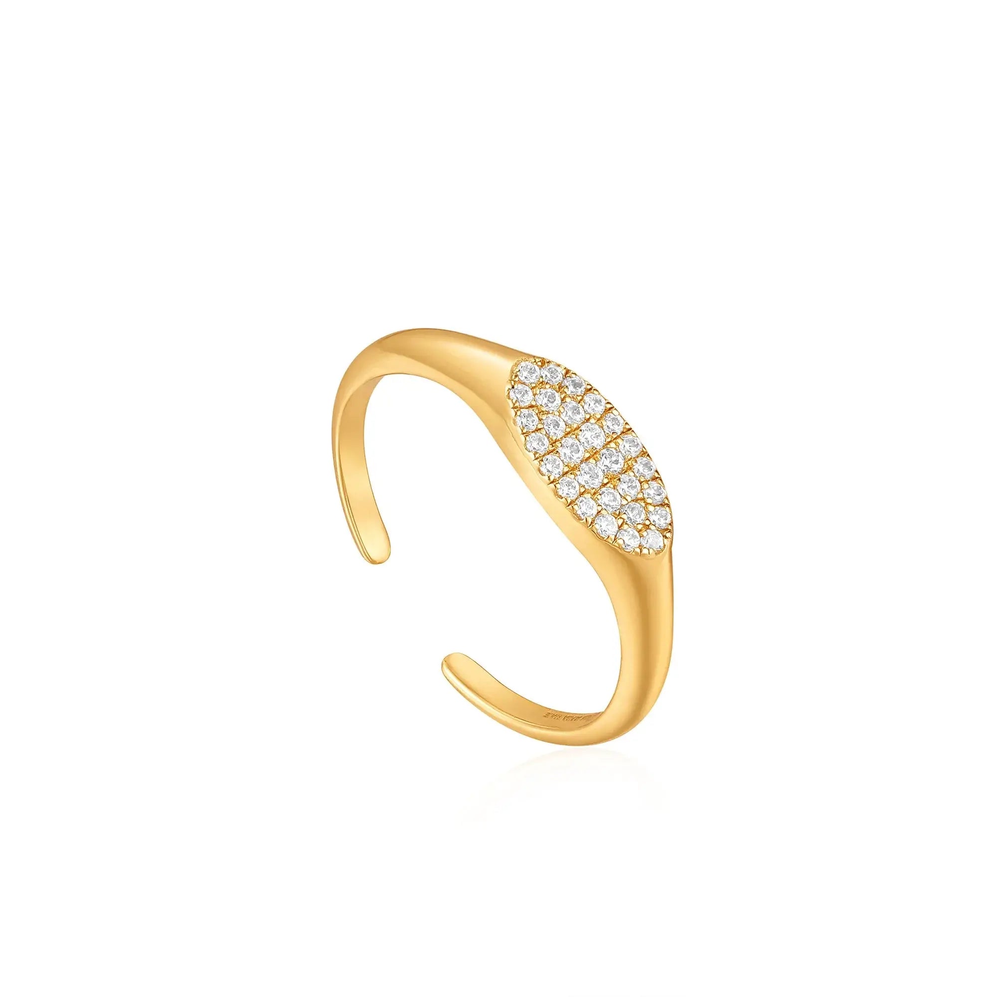 Glam Adjustable Signet Ring Gold