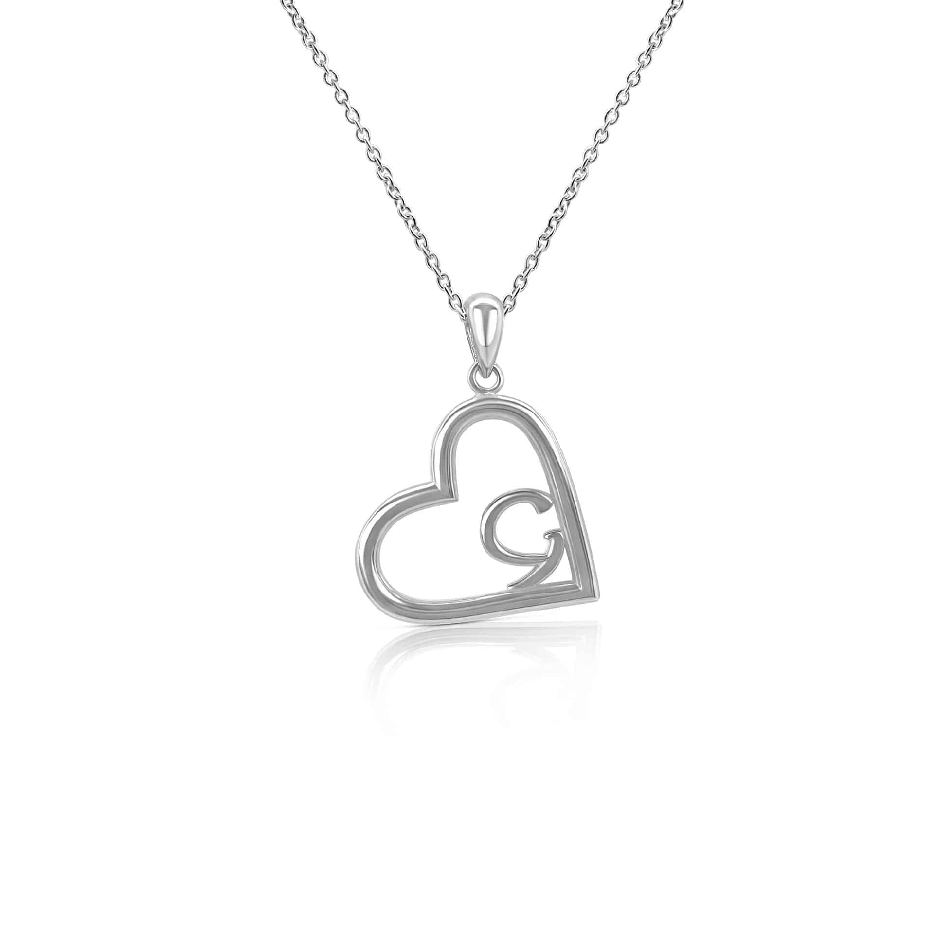 Sterling Silver Eternal Galway Heart With Ancient Gaelic Script Necklace