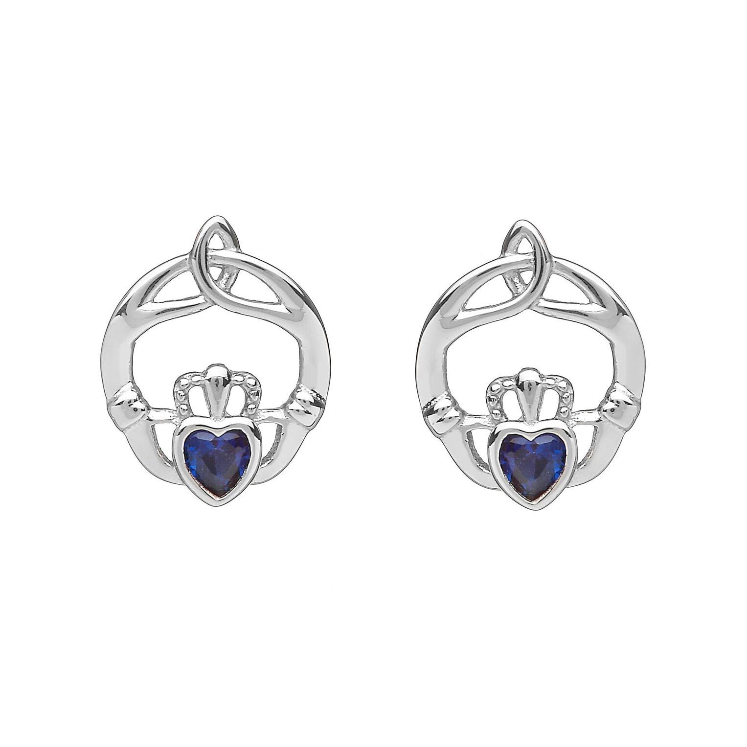 Sterling Silver Birthstone Stud Earrings September (Sapphire CZ)