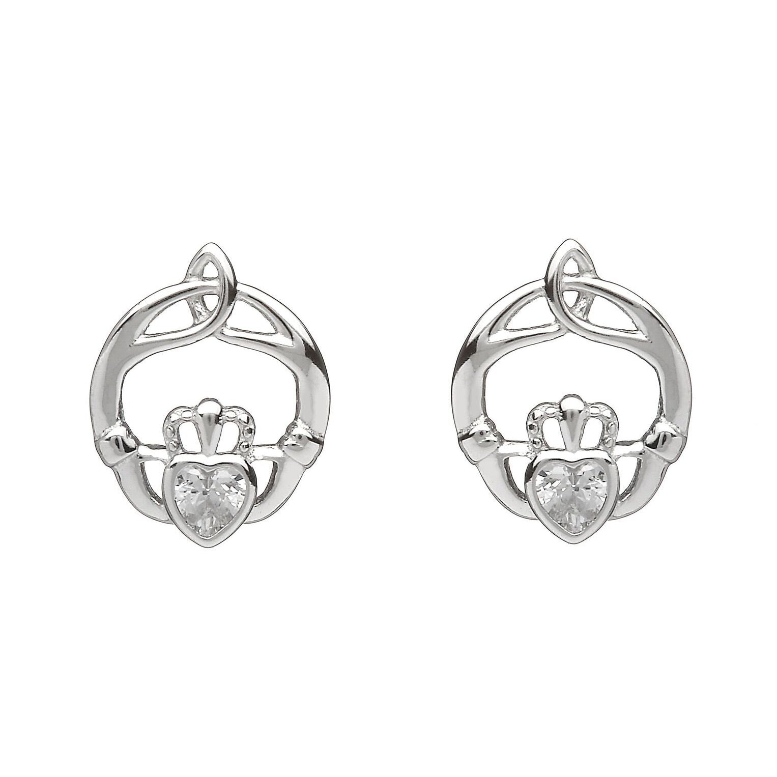 Sterling Silver Birthstone Stud Earrings April (CZ)