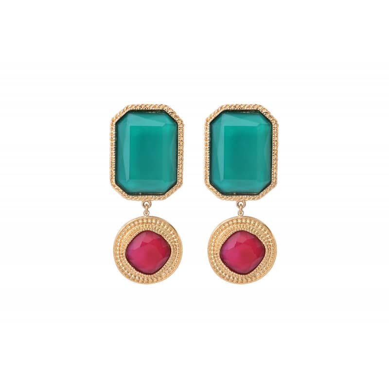 Baroque Earrings Turquoise Clip-On