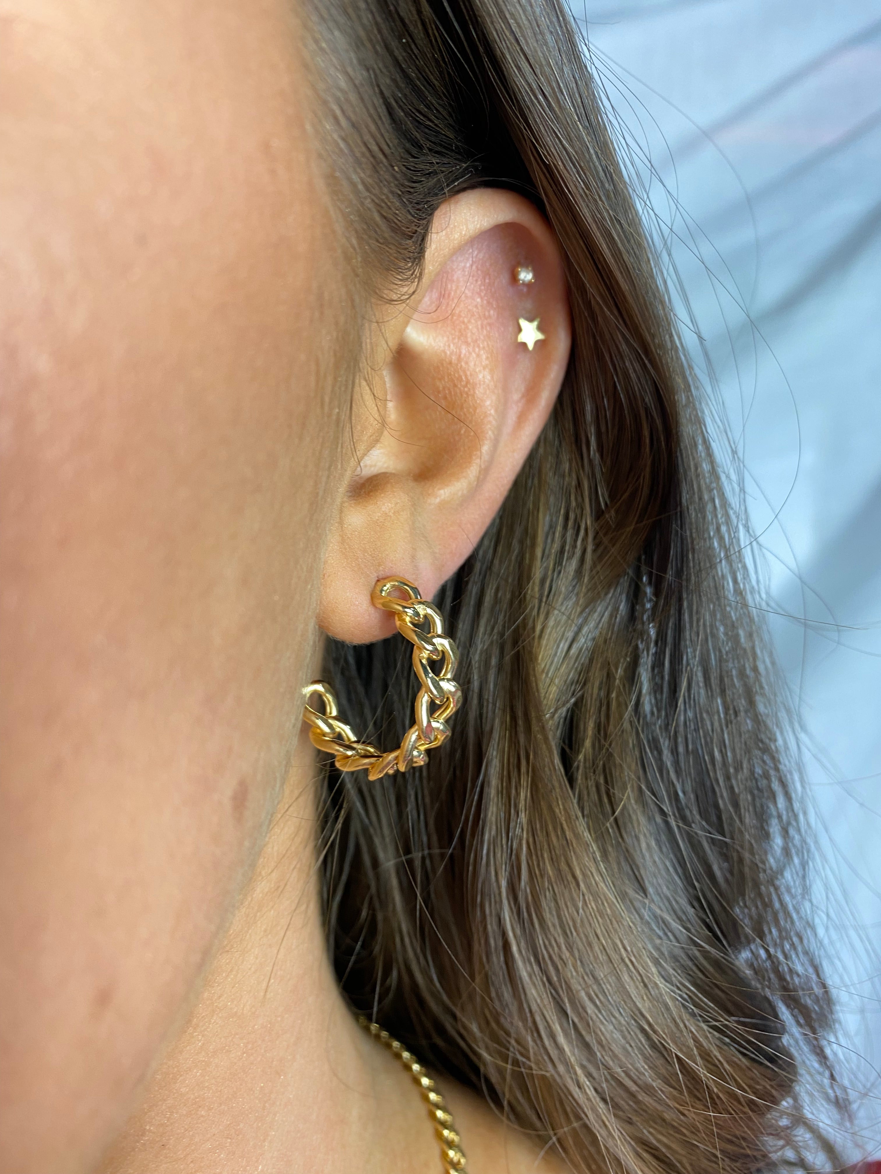 Gold Chain Reaction Hoop Earrings